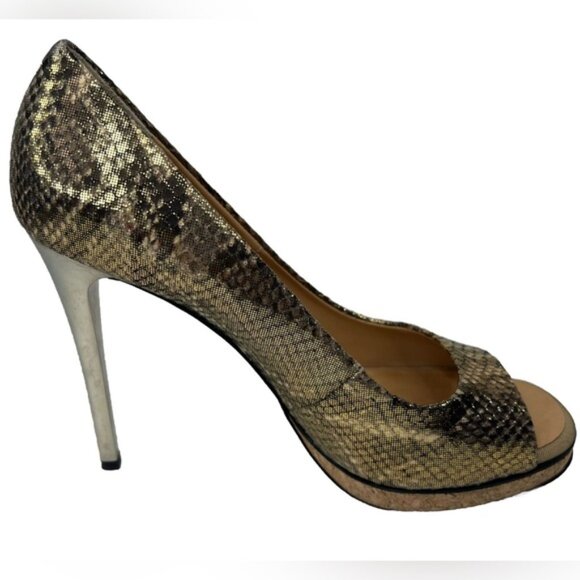 GIUSEPPE ZANOTTI‎ DESIGN Made in Italy 🇮🇹 GENUINE LEATHER Snakeskin Heels 38.5 - Picture 10 of 16